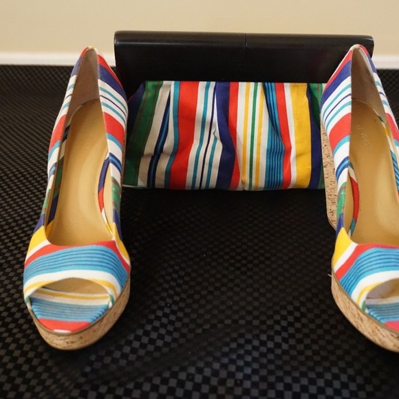 Nine West - Rainbow Stripe Wedge Heel w/ Purse - Picture 6 of 7
